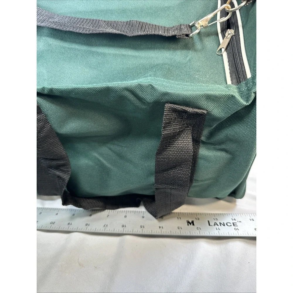 Belmont Park Duffel Bag Green And Cream Adjustable Strap Multiple Pockets